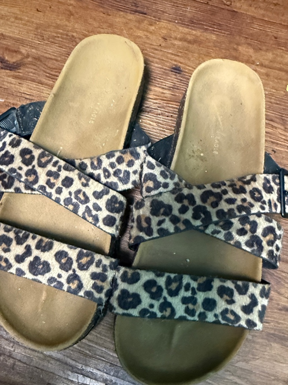 American Eagle Outfitters Leopard Print Slide Sandals - Tan/Brown 7/8